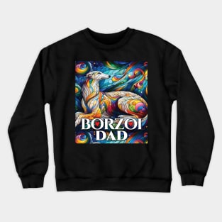 Borzoi dad, stained glass. I love borzois. Crewneck Sweatshirt